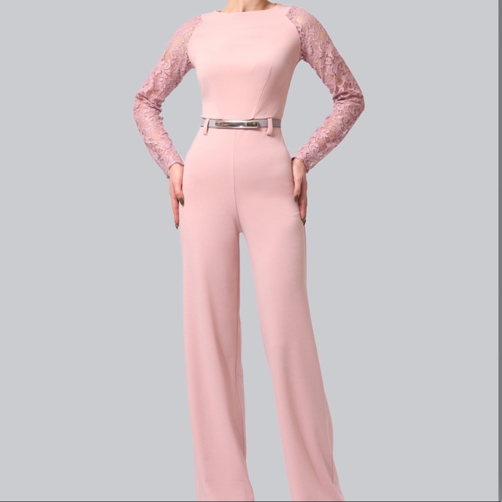NWT Peach Jumpsuit with Lace Back